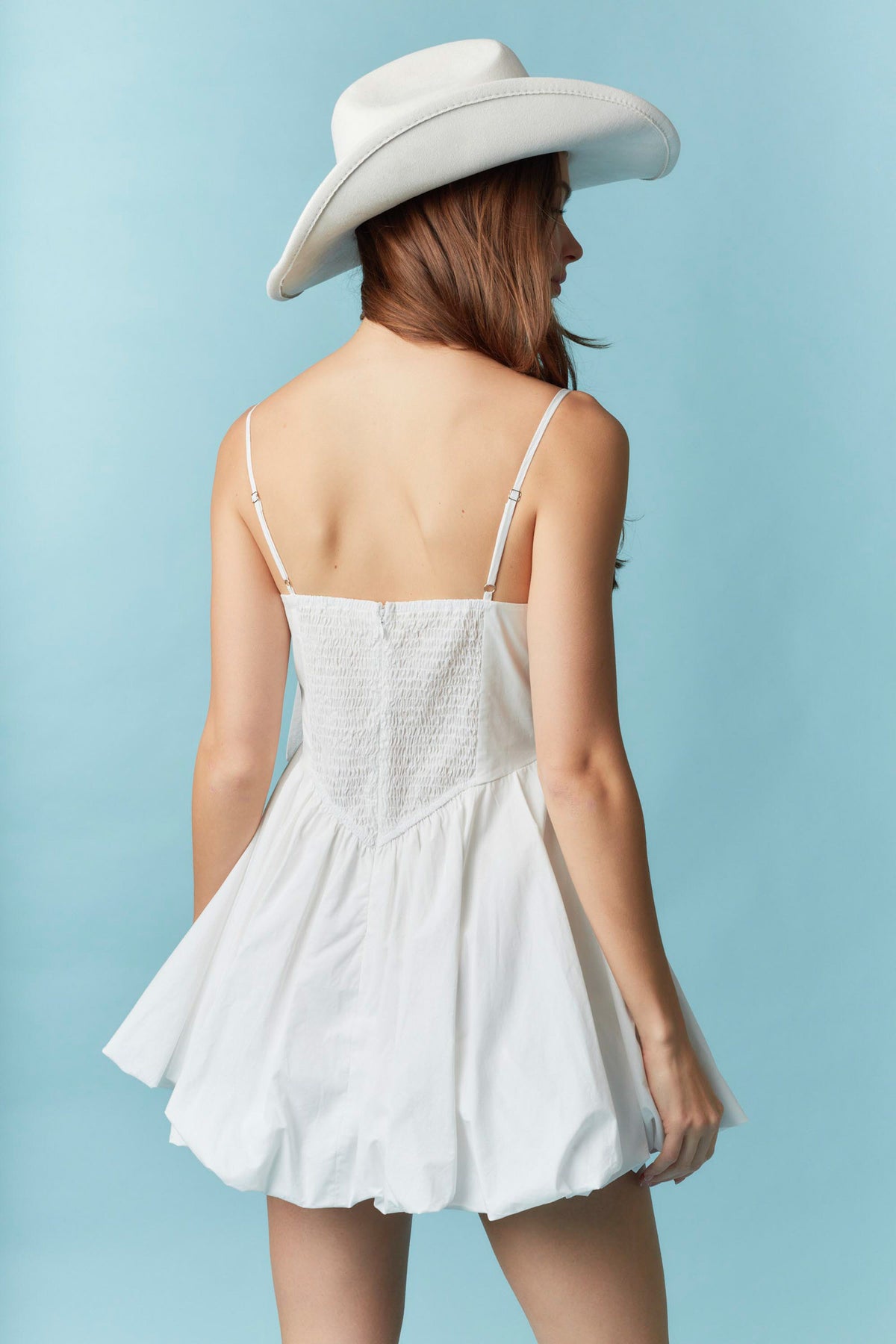Sleeveless Front Bow Detail Bubble Hem Mini Dress