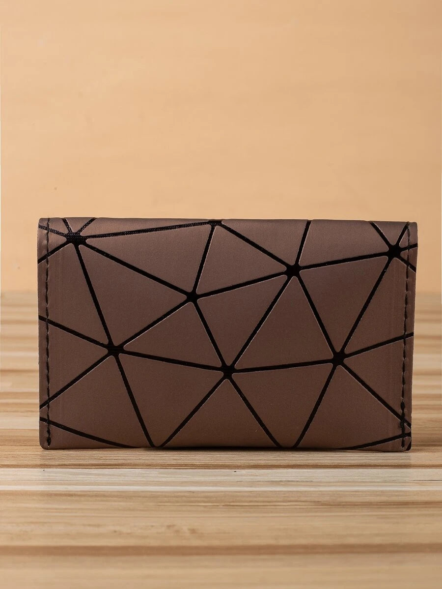 Geometric Graphic Card Holder in Brown