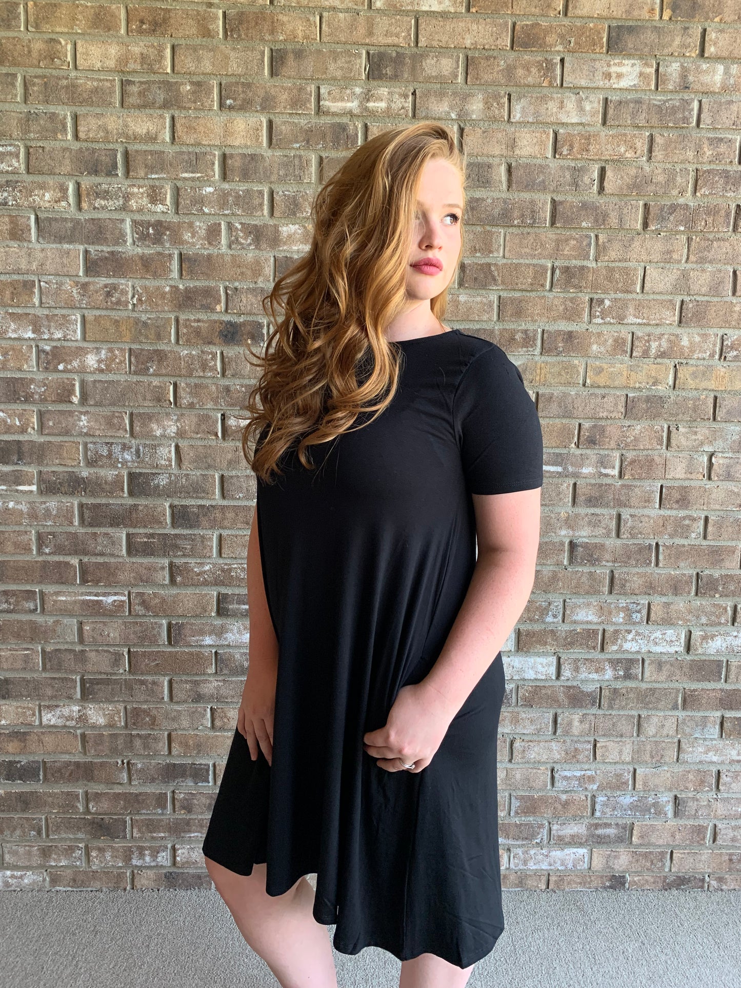 Natural Beauty T-Shirt Dress with Pockets in Black