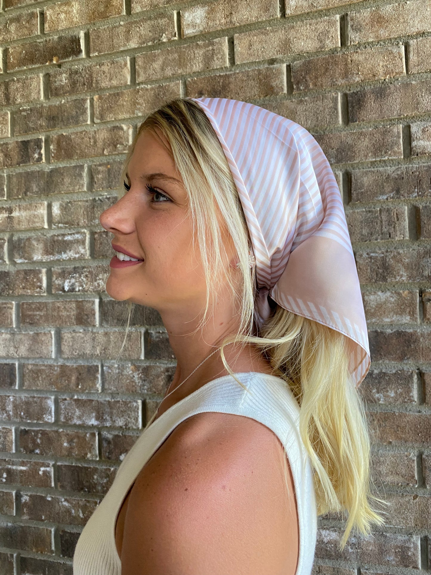 Pink Stripe Hair Scarf