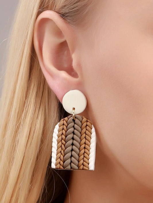 Braided Detail Geometric Drop Earrings