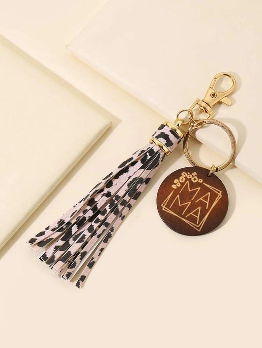 MAMA round and tassel charm keychain