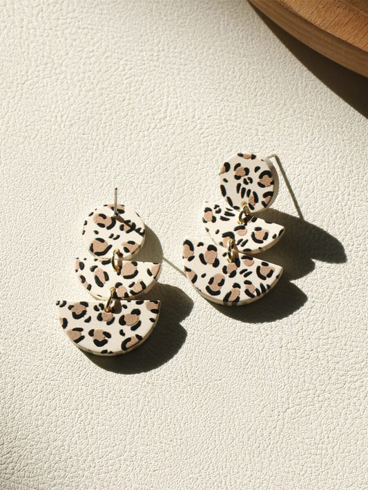 Leopard Print Geometric Drop Earrings